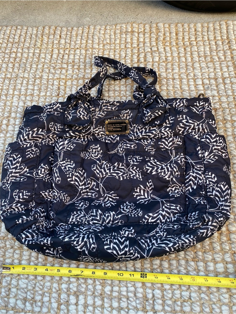 Marc by Marc Jacobs Black and White Bag with Gold Plate, great for baby bag